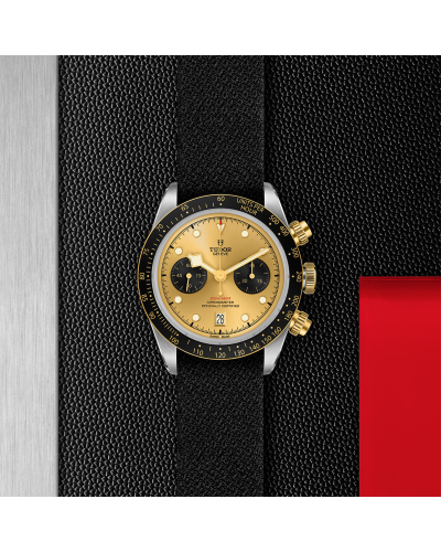 Tudor Black Bay Chrono S&G 41 mm steel case, Black fabric strap (watches)